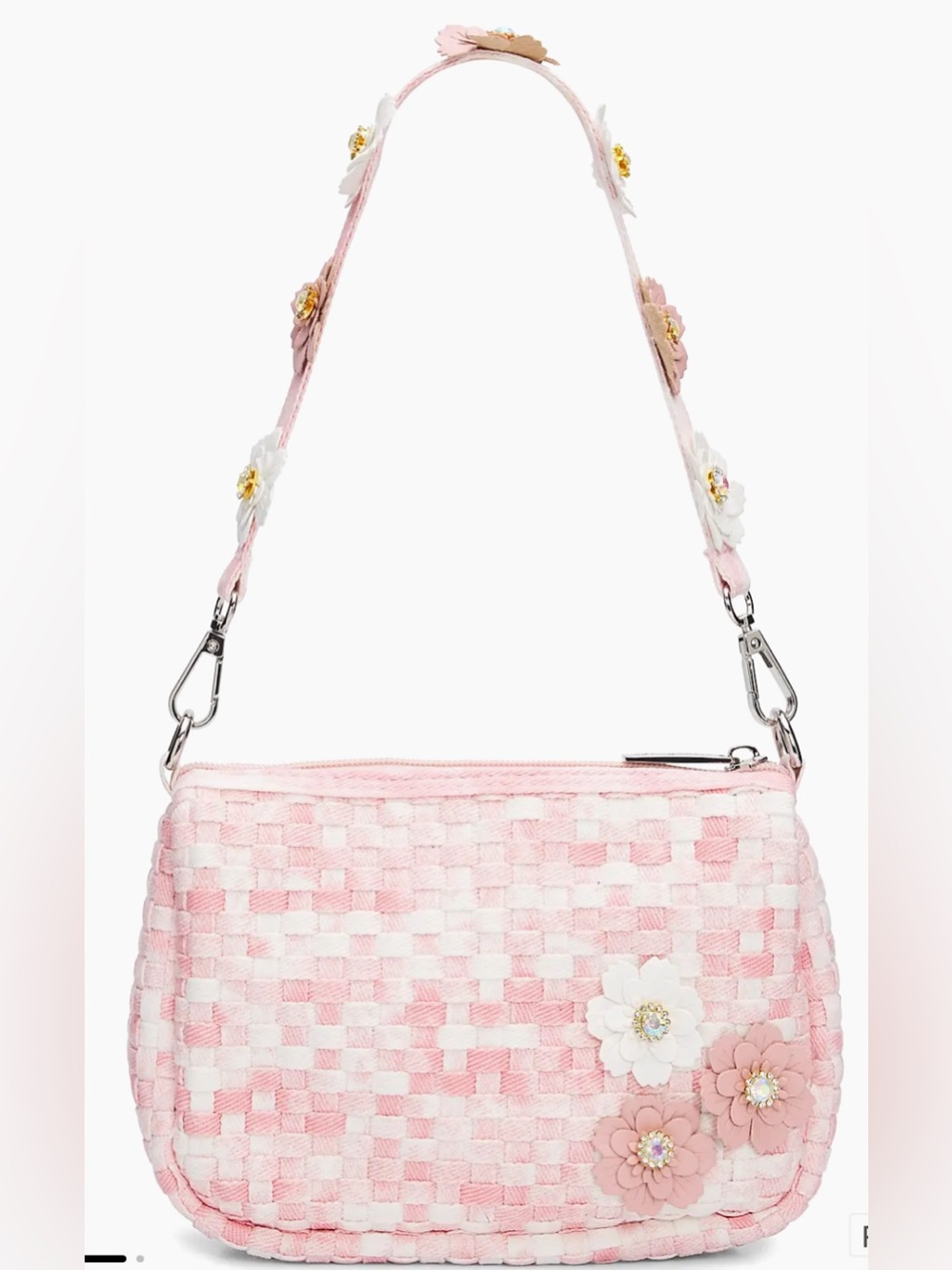 Beri Lynn Blush Pink Floral Woven Shoulder Bag - Picture 4 of 5